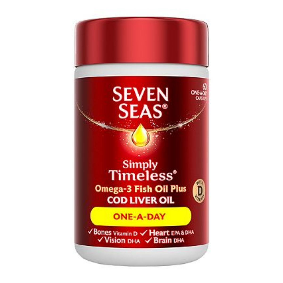 Seven Seas Simply Timeless Cod Liver Oil One-a-Day - 60 capsules