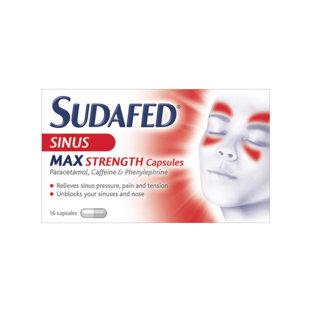 Sudafed Sinus Max Strength Capsules - Pack of 16